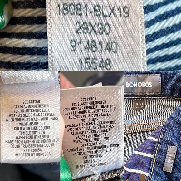 Men's BONOBOS Jeans Tailored fit dark wash 5 pocket design, grey suede patch - Picture 7 of 7